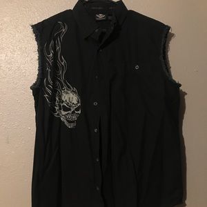 Men’s Harley Davidson sleeveless button up shirt